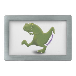 Funny T rex dinosaur cartoon humor Belt Buckle