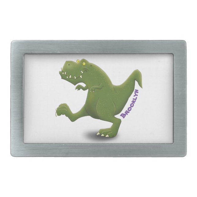 Funny T rex dinosaur cartoon humor  Belt Buckle (Front)