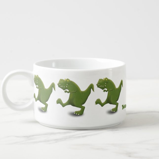 Funny T rex dinosaur cartoon humor Bowl (Right)