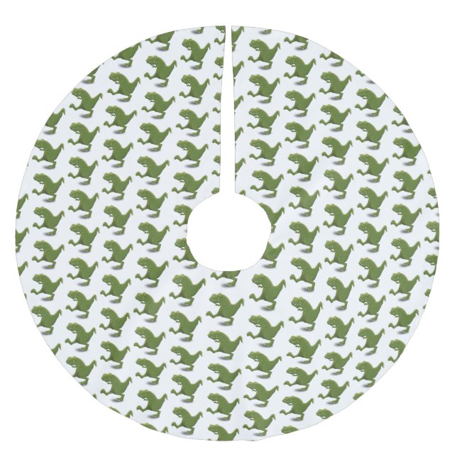 Funny T rex dinosaur cartoon humor Brushed Polyester Tree Skirt (Front)