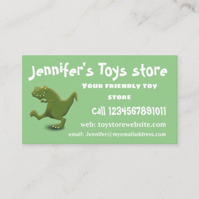 Funny T rex dinosaur cartoon humor Business Card (Front)