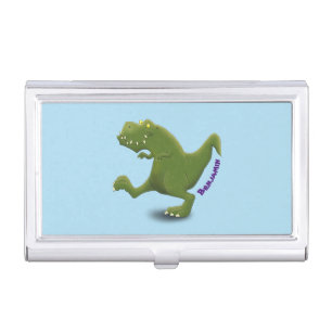 Funny T rex dinosaur cartoon humor Business Card Case