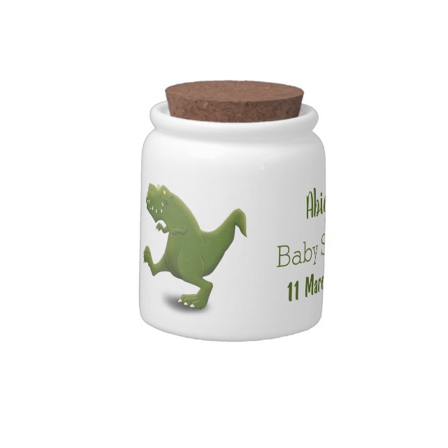 Funny T rex dinosaur cartoon humor Candy Jar (Left)