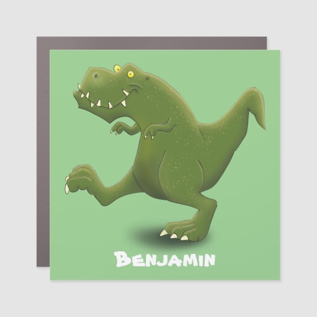 Funny T rex dinosaur cartoon humor Car Magnet (Front)