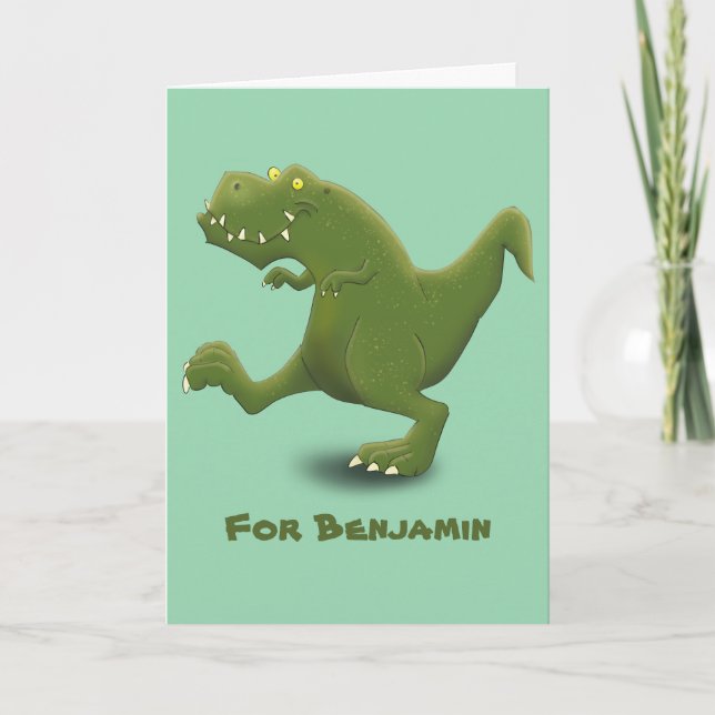 Funny T rex dinosaur cartoon humor Card (Front)