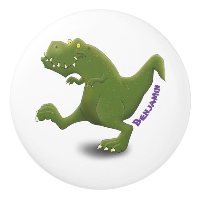 Funny T rex dinosaur cartoon humor Ceramic Knob (Front)