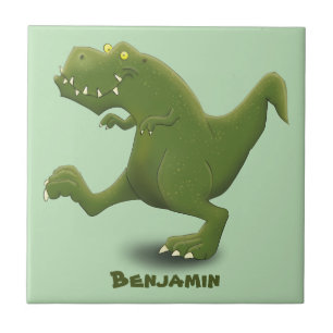 Funny T rex dinosaur cartoon humor Ceramic Tile