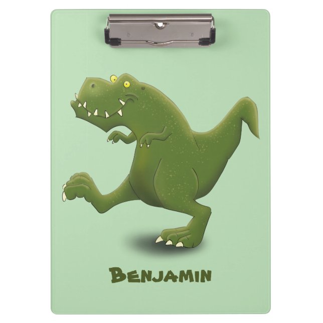 Funny T rex dinosaur cartoon humor Clipboard (Front)