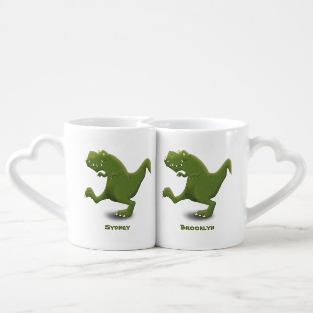 Funny T rex dinosaur cartoon humor Coffee Mug Set (Back Nesting)