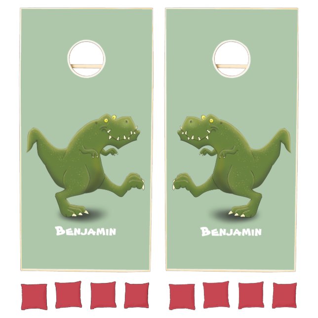 Funny T rex dinosaur cartoon humor Cornhole Set (Set)