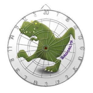 Funny T rex dinosaur cartoon humor Dart Board