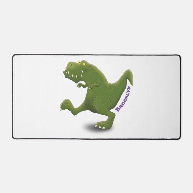Funny T rex dinosaur cartoon humor Desk Mat (Front)