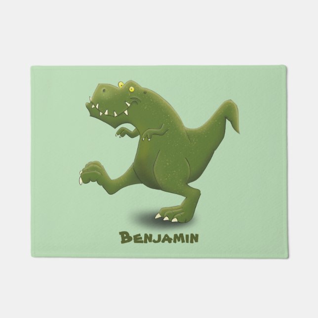 Funny T rex dinosaur cartoon humor Doormat (Front)