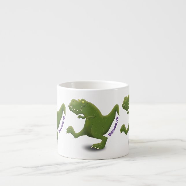 Funny T rex dinosaur cartoon humor Espresso Cup (Front)