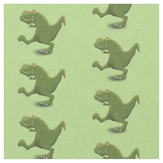 Funny T rex dinosaur cartoon humor Fabric (Close Up)
