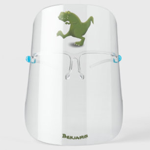 Funny T rex dinosaur cartoon humor Face Shield
