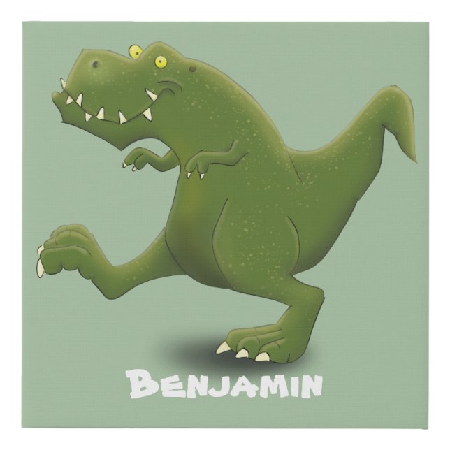 Funny T rex dinosaur cartoon humor Faux Canvas Print (Front)