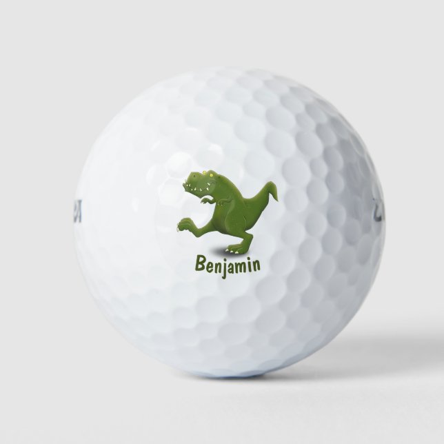 Funny T rex dinosaur cartoon humor Golf Balls (Front)