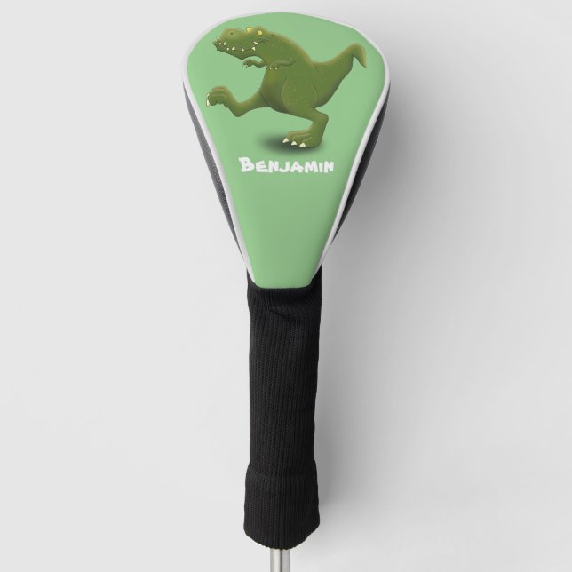 Funny T rex dinosaur cartoon humor Golf Head Cover (Front)