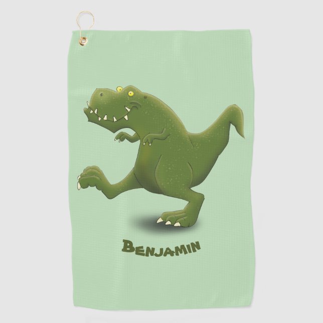 Funny T rex dinosaur cartoon humor  Golf Towel (Front)