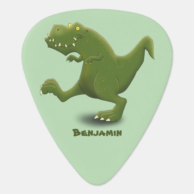 Funny T rex dinosaur cartoon humor Guitar Pick (Front)