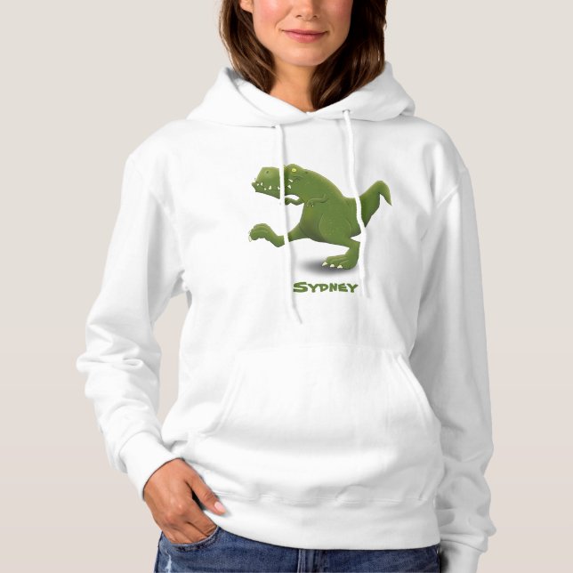 Funny T rex dinosaur cartoon humor Hoodie (Front)
