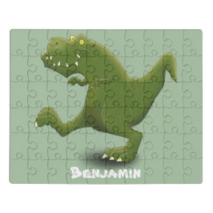 Funny T rex dinosaur cartoon humor Jigsaw Puzzle