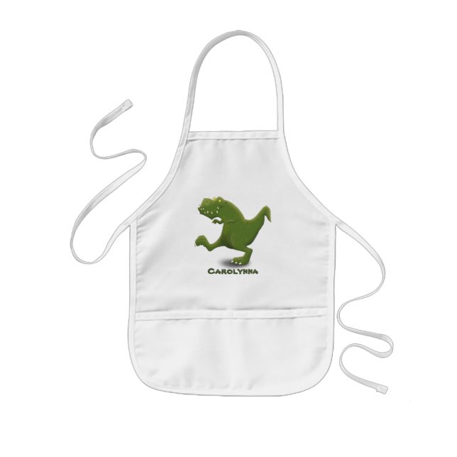 Funny T rex dinosaur cartoon humor Kids' Apron (Front)