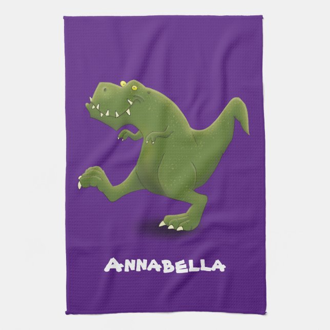 Funny T rex dinosaur cartoon humor Kitchen Towel (Vertical)