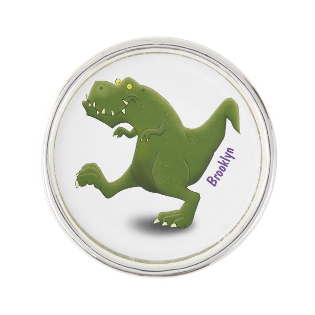 Funny T rex dinosaur cartoon humor Lapel Pin (Front)