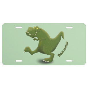 Funny T rex dinosaur cartoon humor License Plate