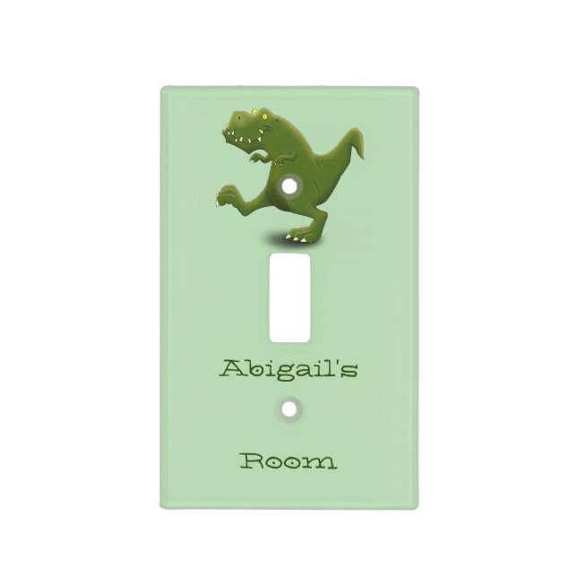 Funny T rex dinosaur cartoon humor  Light Switch Cover (Front)