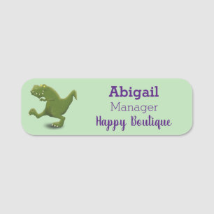 Funny T rex dinosaur cartoon humor Name Tag