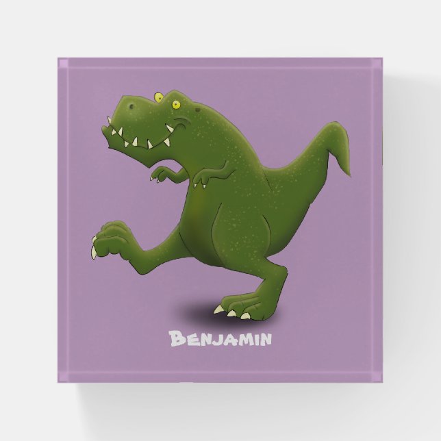 Funny T rex dinosaur cartoon humor Paperweight (Front)