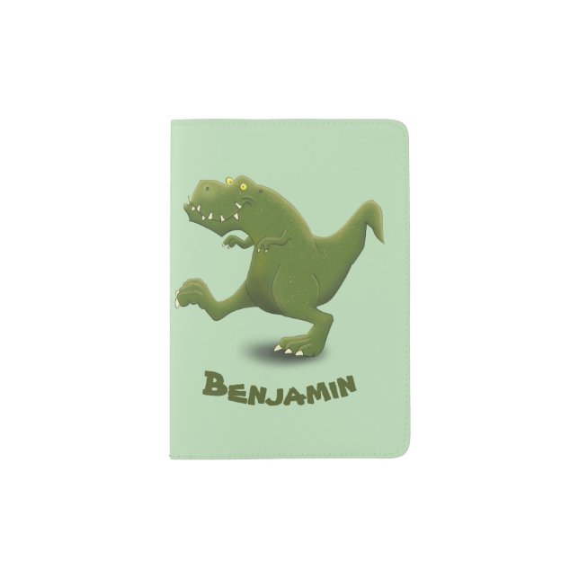 Funny T rex dinosaur cartoon humor Passport Holder (Front)