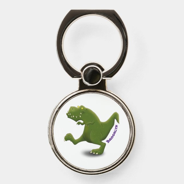 Funny T rex dinosaur cartoon humor Phone Ring Stand (Front)