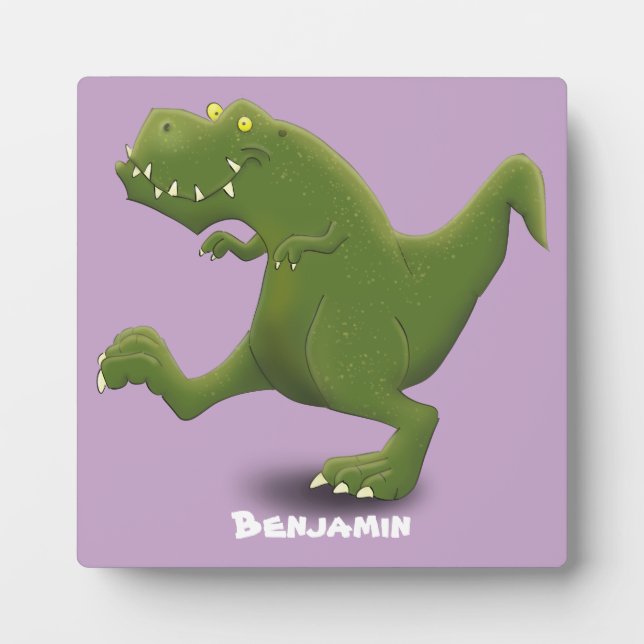 Funny T rex dinosaur cartoon humor Plaque (Front)