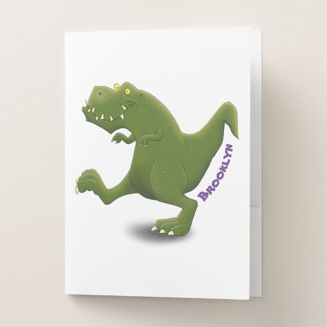 Funny T rex dinosaur cartoon humor Pocket Folder (Front)