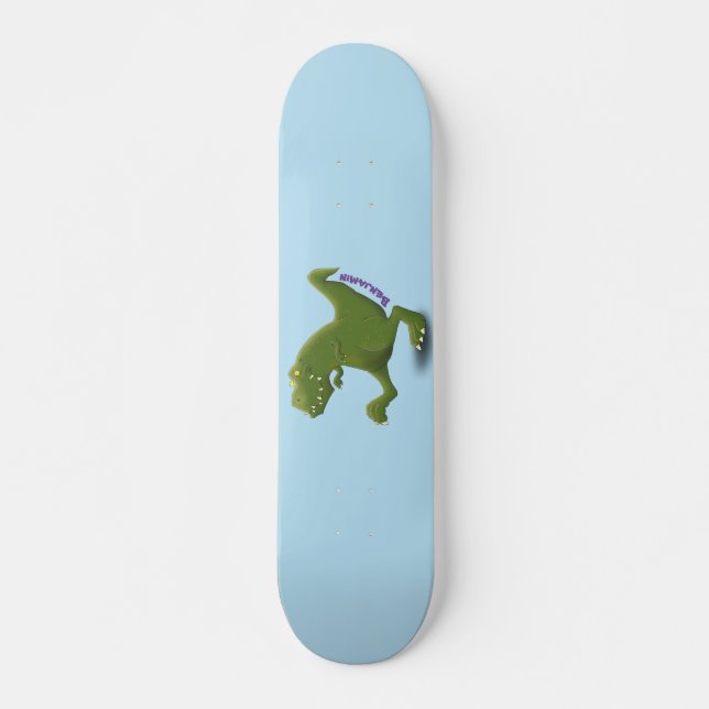Funny T rex dinosaur cartoon humor Skateboard (Front)