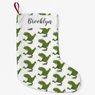 Funny T rex dinosaur cartoon humor Small Christmas Stocking
