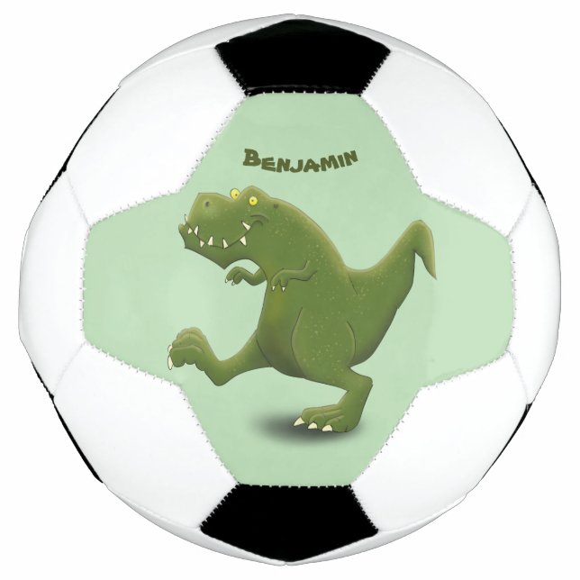 Funny T rex dinosaur cartoon humor Soccer Ball (Front)