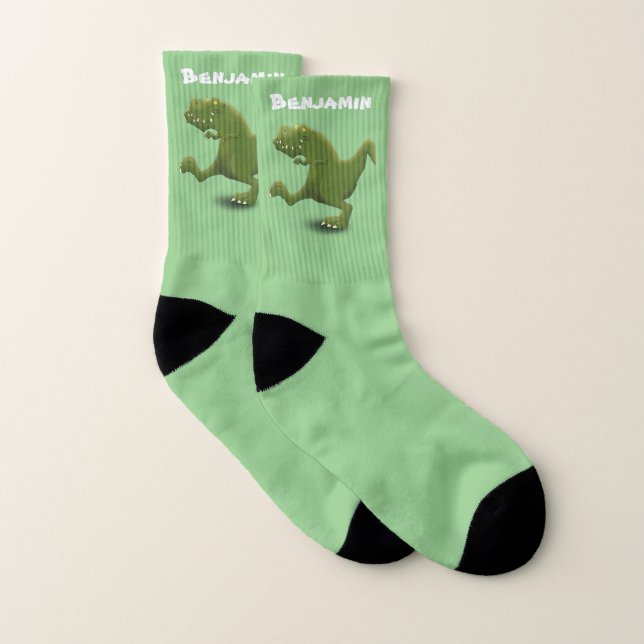 Funny T rex dinosaur cartoon humor Socks (Pair)