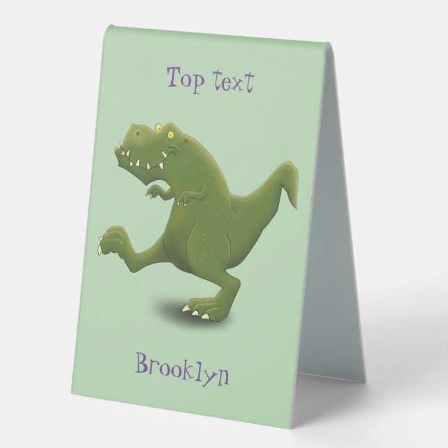 Funny T rex dinosaur cartoon humor Table Tent (Front)