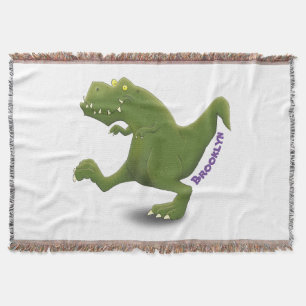 Funny T rex dinosaur cartoon humor Throw Blanket