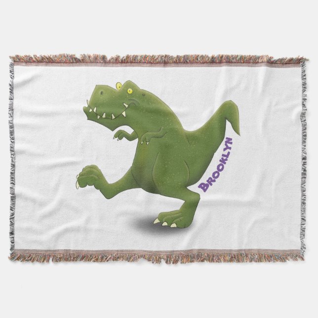 Funny T rex dinosaur cartoon humor Throw Blanket (Front)