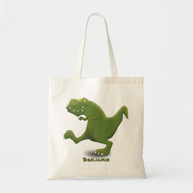Funny T rex dinosaur cartoon humor Tote Bag (Front)