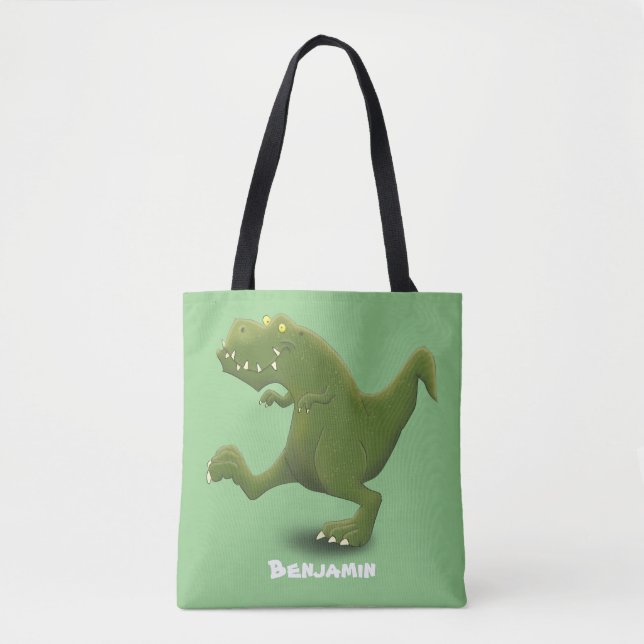 Funny T rex dinosaur cartoon humor Tote Bag (Front)