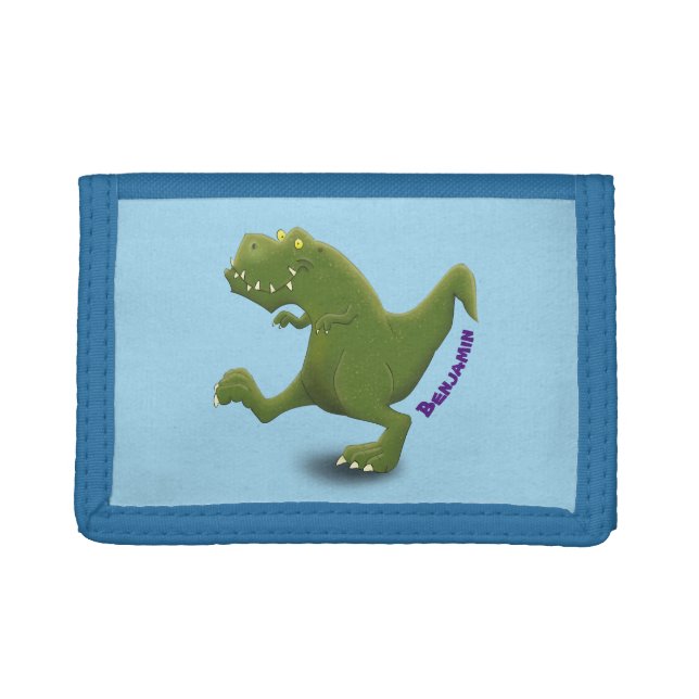 Funny T rex dinosaur cartoon humor Trifold Wallet (Front)