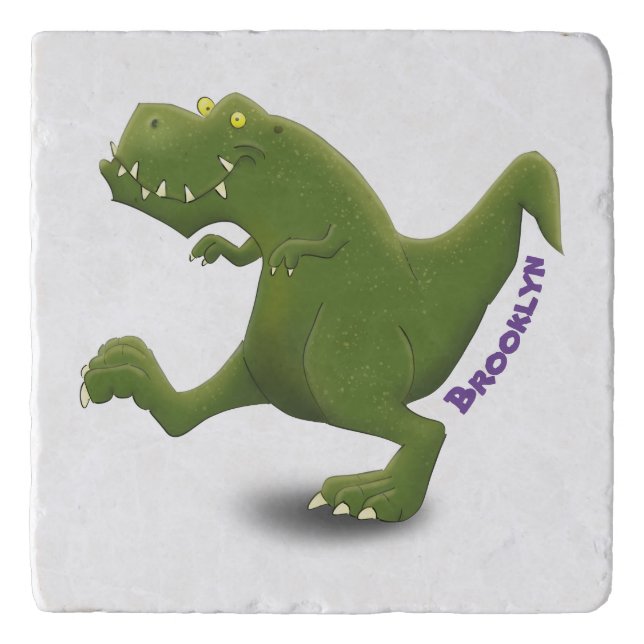 Funny T rex dinosaur cartoon humor Trivet (Front)