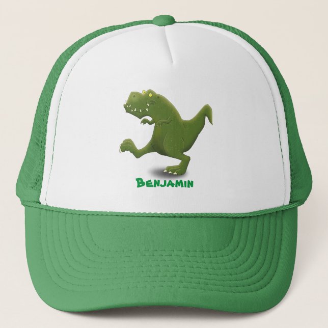 Funny T rex dinosaur cartoon humor Trucker Hat (Front)